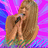 Pixelated image of a person with long blonde hair singing into a microphone against a pink and blue radial background, with red text reading "She is Totally Lypsyncing".