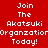 Red and black pixelated text repeats 'Join The Akatsuki Organization Today!' across a of