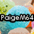 Pixelated image with text overlays: 'PaigeM64' on left, 'loves' on right, and 'You!!!' on bottom over a cupcake graphic.