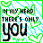 identical pixelated icons with green borders, each displaying the text "IN MY HEAD THERE'S ONLY YOU" in black and blue lettering on a white background