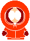 Pixelated cartoon character in orange hooded jacket with red trim, showing sequential facial and body state changes