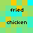 Pixelated of green and cyan squares with black text reading 'fried chicken' in two , repeated across the image