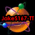 Pixelated orange planet with purple rings and green satellite, overlaid with changing text in red and blue.