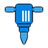 Blue pixelated icon with three vertical white stripes on a central blue rectangle, flanked by two horizontal light-blue bars and tapering to a point below.