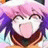 Pixelated static image of a cartoon character with pink hair, purple pigtails, and an open mouth showing teeth.