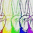 A hand making a peace sign with rainbow-colored background, transitioning from a full rainbow to a faded rainbow effect.