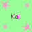 A static image with a light green background featuring pink star shapes and the text 'Kali' in bright pink pixelated font at four corners.