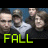 Animated contact sheet of three frames showing band members with green text overlays reading FALL, OUT, and BOY in a 2x2 grid layout.