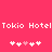 Pixelated text 'Tokio Hotel' repeats on a solid pink background with two of white and light pink hashtag symbols below
