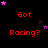 Red text 'Got Racing?' on black background with pink and purple stars, stars shift position across frames.