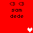Red background with repeated pixel art elements including '<3' symbols, 'sam dede' text, and white/pink hearts in a