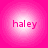 Four identical circular icons arranged in a , each displaying the text 'haley' in pink lowercase letters on a gradient pink background