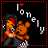 Animated pixel art contact sheet showing a character with red hair holding a teddy bear, surrounded by the word 'lonely' in white text on black background with red dotted border.
