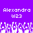 Pixelated purple background with white text 'Alexandra' and 'W23', plus a of abstract white shapes at the bottom