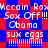 Pixelated text and red diamond shapes on blue background with repeated phrases including "McCain Rex," "Sox Off!!!," "Obama," "sux eggs," and "!!!!!!!!!!!!"