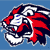 Pixelated icon of a cartoon character with red hair, white face, and dark blue body against a solid blue background.