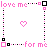 Static pixel art icon featuring pink text and a heart symbol within a decorative border of alternating black and pink squares on white background.