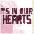 Pixelated text 'ITS IN OUR HEARTS' with heart-shaped eyes on the 'H', pink and white background, repeated in a pattern