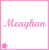 Pixelated pink text 'Meghan' on white background with pink border, show slight animation of the name's pixelation