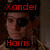 A static image with red text overlays on a dark background, featuring two side-by-side character portraits and a bottom-left text block.