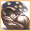 Four square arranged in a , each with distinct pixelated imagery including a mushroom-like shape, a sleeping animal, a lightning bolt, and text reading THE BOY WHO LIVED