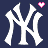 Four white 'NY' logos on dark blue background with four pink heart icons at corners and center.