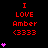 Red text "I LOVE Amber <3333" on black background with pink heart symbols in multiple configurations.