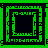 Four green and black square frames with nested borders, each containing a central pixelated shape that changes across observations.