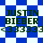 Pixelated text displays 'JUSTIN BIEBER' with '<33333' below on blue and white checkered backgrounds.