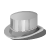 Pixelated grayscale image of a top hat with a flat brim and cylindrical crown, rendered in low-resolution style.