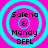Four identical circular cyan rings on a bright pink background with black text reading "Salena & Mandy BFLL" in pixelated font.