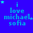Blue background with light blue text reading "i love michael sofia" and scattered cyan stars in various positions
