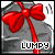 identical static images showing a gray sack with red ribbon tied in a bow, labeled 'LUMPY' below