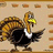Pixelated turkey with brown and black feathers, yellow beak, white neck ring stands against brick wall background; text reads "Its Thanks-. giving.." and "and you know wht tht means ... STUFF YOUR FACE!!! <3"