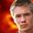 A pixelated image of a person with light hair against an orange and red background, split into four quadrants with text elements.