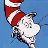 Pixelated cartoon cat wearing red-and-white striped hat against blue background, with green text 'OriginalIcons.com' on dark green