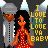 Pixel art of two figures with a text overlay reading "I LOVE TO LOVE YA BABY" on a dark background.