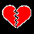 A 2x2 contact sheet of four distinct red pixel art icons on a black background with one gray square, each icon depicting emotional or weather-related symbols in a retro digital style.