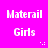 A static image divided into four quadrants with a bright pink top-left section displaying 'Materail Girls' text and two smiling women in the other sections.