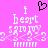 Pixelated pink background with white text reading "i heart samurai" and a black pixel-art heart symbol above the text.