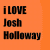 Orange background with black text 'i LOVE Josh Holloway' next to a pixelated close-up of a man's face.