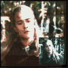 identical small images showing a person with long light hair in a dark outfit against a blurred background with trees