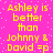 Pixelated yellow text on bright pink background with white speckles, repeating 'Ashley is better than Johnny & David =p' in two vertical