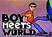 Pixelated static image of a character in orange shirt and blue pants with text "BOY MEETS WORLD" below, set against purple gradient background.