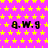 Static image with pink background covered in yellow stars, displaying repeated black text 'a.W.g' in a pattern