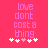 Pixelated pink text on bright red background with six white and one light pink heart symbols below.