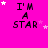 Bright pink background with black text "I'M A STAR" and scattered white/pink stars, animated star positions across frames.