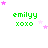Green text 'emilyy xoxo' with pink stars on white background, animated star positions across frames.