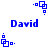 Blue pixelated icon with 'David' text and shifting square-dot patterns above/below, animated in a repeating cycle.