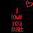 Red pixelated text and heart symbol on black background, with identical left and right sections displaying 'i love you matt' vertically.